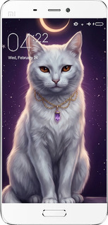 Силиконовый чехол Mystic White Cat Gothic Dark Purple Gold для Xiaomi Mi5 - 6805u-180 изображение 