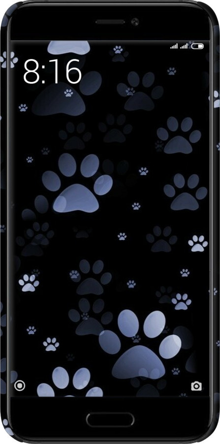 3D пластиковый матовый чехол С синими отпечатками лап для Xiaomi Mi5c - 6441m-820 изображение 