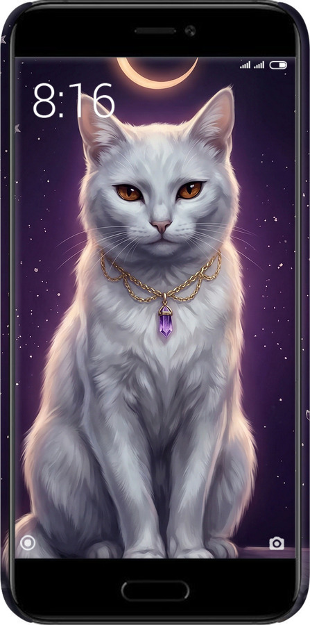 3D пластиковий матовий чехол Mystic White Cat Gothic Dark Purple Gold для Xiaomi Mi5c - 6805m-820 изображение 