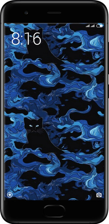 Силіконовий чехол Візерунок чорних котів на блакитному фоні для Xiaomi Mi6 - 6525u-965 изображение 