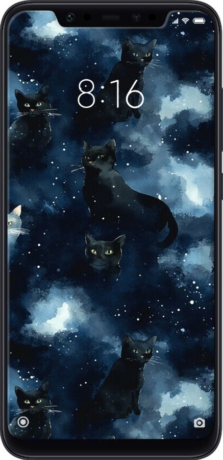 2D пластиковый чехол Изображение Кошек с тёмной акварелью для Xiaomi Mi8 - 6521t-1499 изображение 