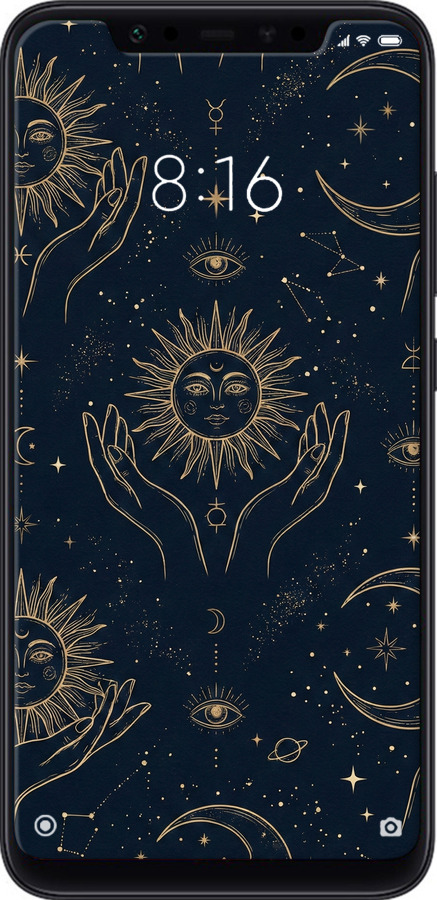 2D пластиковый чехол Celestial Harmony: Sun & Moon Gold Mystic Pattern для Xiaomi Mi8 - 6778t-1499 изображение 