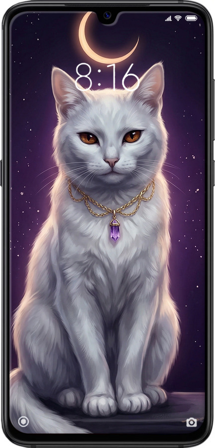TPU чехол Mystic White Cat Gothic Dark Purple Gold для Xiaomi Mi9 - 6805b-1648 изображение 