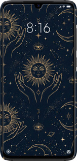 3D пластиковий матовий чехол Celestial Harmony: Sun & Moon Gold Mystic Pattern для Xiaomi Mi9 - 6778m-1648 изображение 