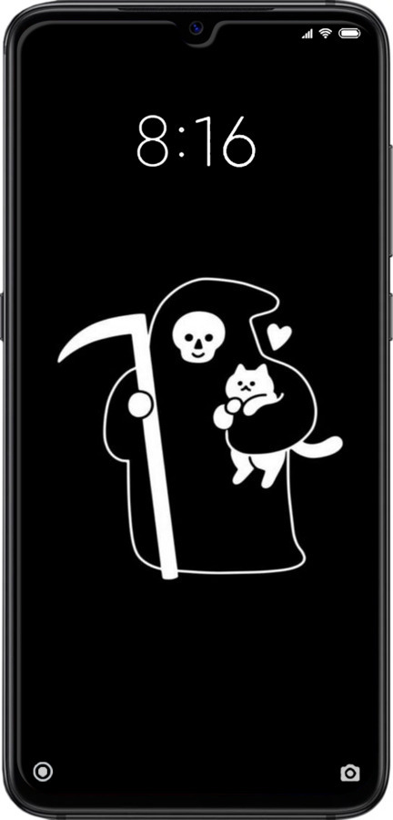 2D пластиковый чехол Минималистичный арт: смерть и кошка для Xiaomi Mi9 - 6529t-1648 изображение 