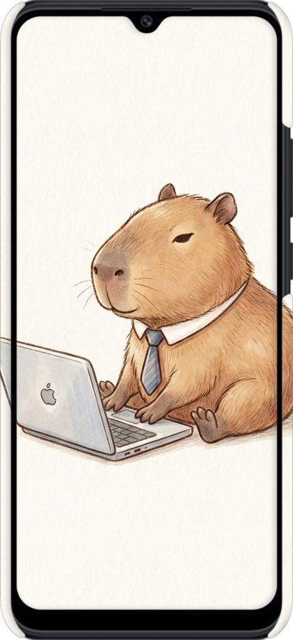 3D пластиковый матовый чехол Funny Capybara CEO Working для Xiaomi Poco C40 - 6777m-2701 изображение 