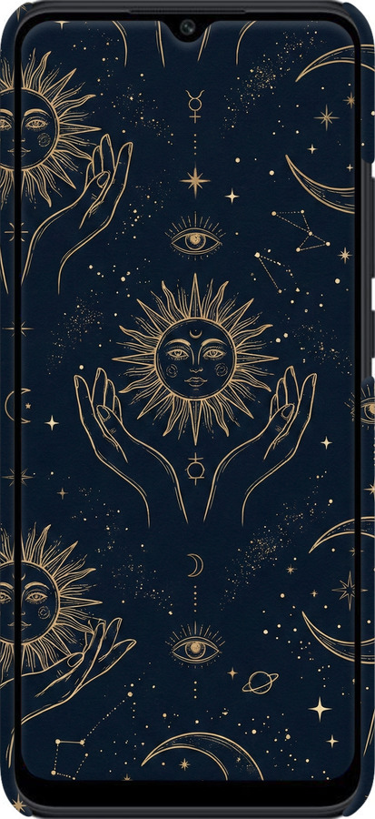3D пластиковый матовый чехол Celestial Harmony: Sun & Moon Gold Mystic Pattern для Xiaomi Poco C40 - 6778m-2701 изображение 