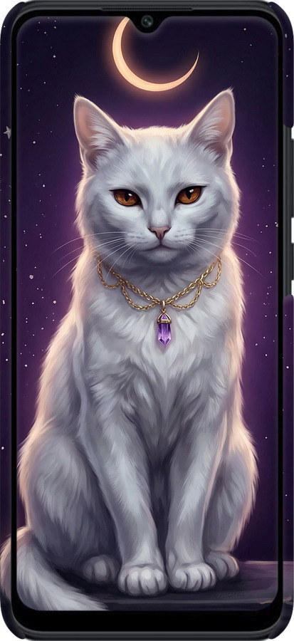 3D пластиковий матовий чехол Mystic White Cat Gothic Dark Purple Gold для Xiaomi Poco C40 - 6805m-2701 изображение 