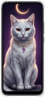 Силикон с усиленными углами чехол Mystic White Cat Gothic Dark Purple Gold для Xiaomi Poco C40 - 6805sp-2701 изображение 