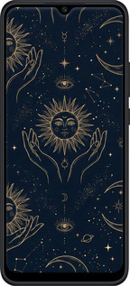 Силиконовый чехол Celestial Harmony: Sun & Moon Gold Mystic Pattern для Xiaomi Poco C40 - 6778u-2701 изображение 