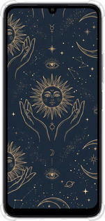 Силикон с усиленными углами чехол Celestial Harmony: Sun & Moon Gold Mystic Pattern для Xiaomi Poco C65 - 6778sp-3447 изображение 