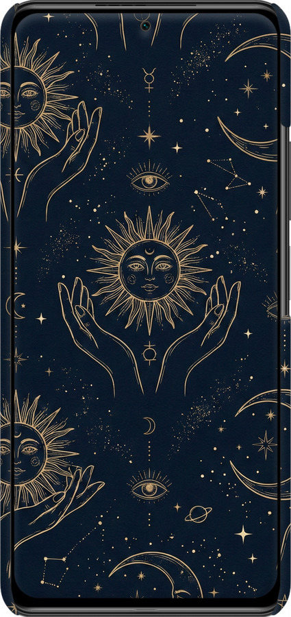 3D пластиковый матовый чехол Celestial Harmony: Sun & Moon Gold Mystic Pattern для Xiaomi Poco F3 - 6778m-2280 изображение 