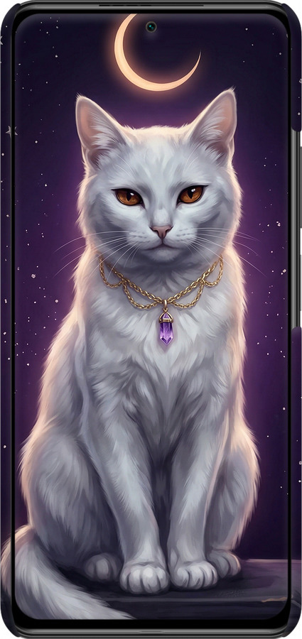 3D пластиковый матовый чехол Mystic White Cat Gothic Dark Purple Gold для Xiaomi Mi 11i - 6805m-3935 изображение 