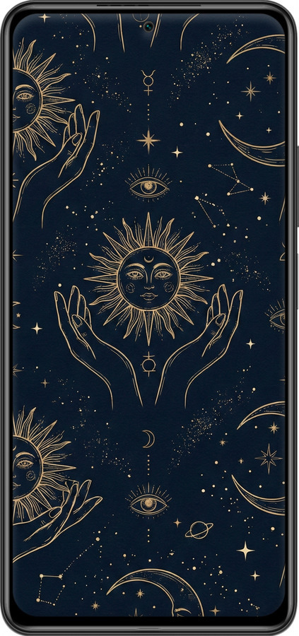 Силіконовий чехол Celestial Harmony: Sun & Moon Gold Mystic Pattern для Xiaomi Mi 11i - 6778u-3935 изображение 