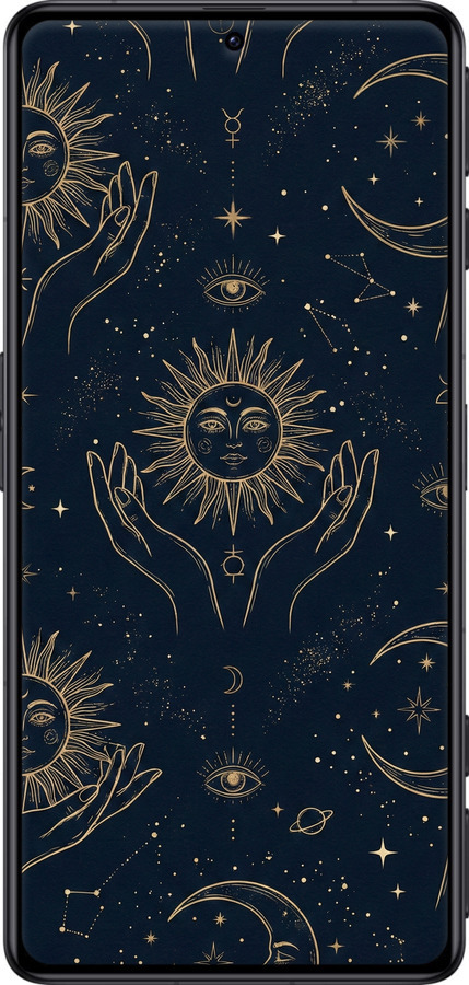 Силиконовый чехол Celestial Harmony: Sun & Moon Gold Mystic Pattern для Xiaomi Poco F4 GT - 6778u-2958 изображение 
