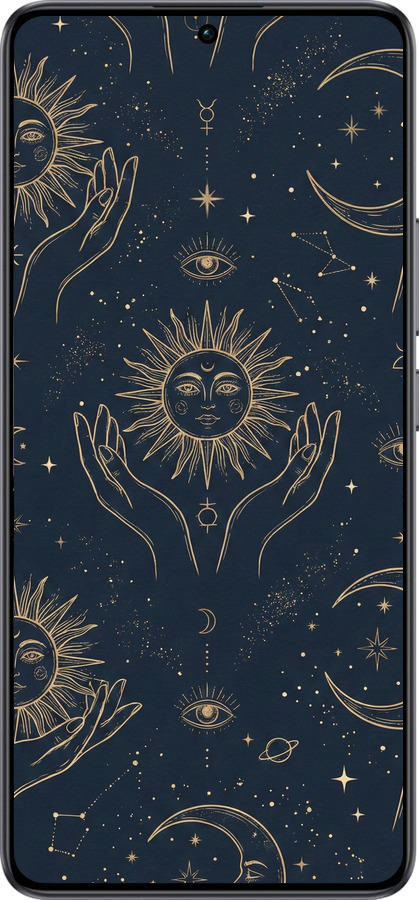 Силиконовый чехол Celestial Harmony: Sun & Moon Gold Mystic Pattern для Xiaomi Poco F6 - 6778u-3754 изображение 