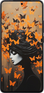 Силиконовый чехол Чехол для телефона Девушка с оранжевыми бабочками для Xiaomi Redmi K80 - 5940u-4148 изображение 