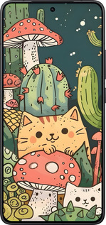 Силиконовый чехол Коты грибы для Xiaomi Redmi K80 - 6321u-4148 изображение 