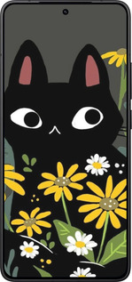 Силиконовый чехол Черный кот с цветами для Xiaomi Redmi K80 - 6448u-4148 изображение 