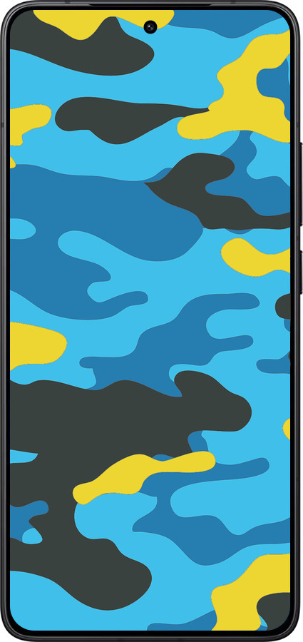 Силиконовый чехол Желто-голубой камуфляж для Xiaomi POCO F7 Pro - 1084u-4085 изображение 