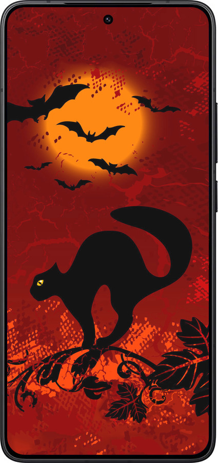 Силіконовий чехол Чорна кішка під місяцем для Xiaomi POCO F7 Pro - 1190u-4085 изображение 