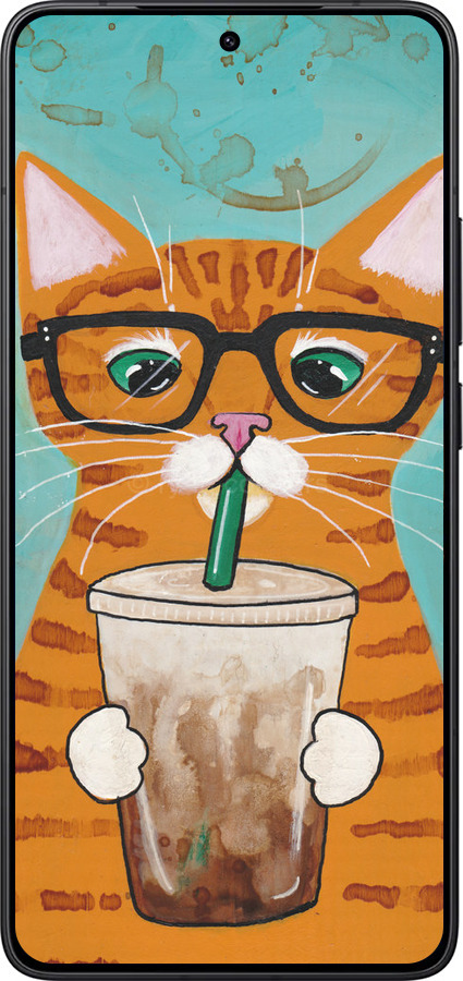 Силиконовый чехол Зеленоглазый кот в очках для Xiaomi POCO F7 Pro - 4054u-4085 изображение 