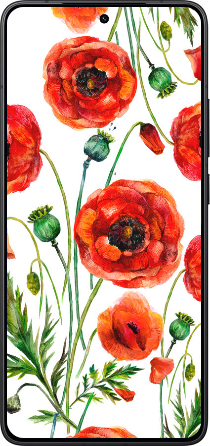 Силиконовый чехол Нарисованные маки для Xiaomi Redmi K80 - 4278u-4148 изображение 