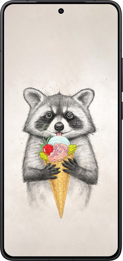 Силиконовый чехол Енотик с мороженым для Xiaomi POCO F7 Pro - 4602u-4085 изображение 