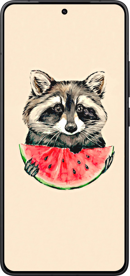 Силиконовый чехол Енотик с арбузом для Xiaomi Redmi K80 - 4605u-4148 изображение 