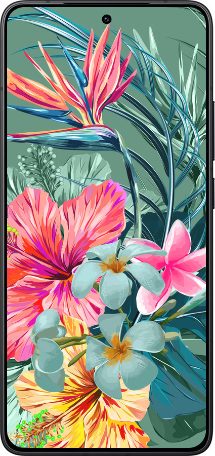 Силиконовый чехол Тропические цветы v1 для Xiaomi Redmi K80 - 4667u-4148 изображение 
