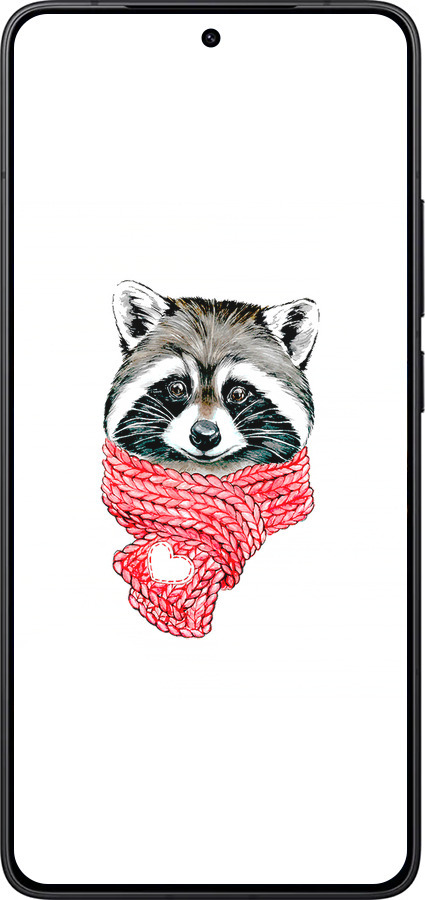 Силиконовый чехол Енот в шарфе для Xiaomi Redmi K80 - 4688u-4148 изображение 