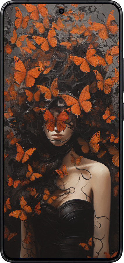 Силиконовый чехол Девушка с оранжевыми бабочками для Xiaomi Redmi K80 - 5941u-4148 изображение 