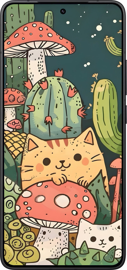 Силиконовый чехол Коты грибы для Xiaomi Redmi K80 - 6321u-4148 изображение 