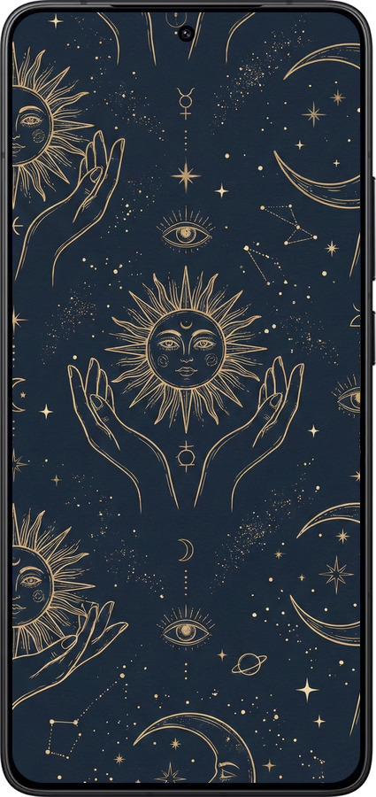 Силіконовий чехол Celestial Harmony: Sun & Moon Gold Mystic Pattern для Xiaomi Redmi K80 - 6778u-4148 изображение 