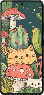 Силиконовый чехол Коты грибы для Xiaomi Redmi K80 Pro - 6321u-4145 изображение 