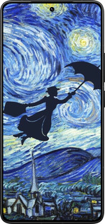 Силиконовый чехол С изображением Мэри Поппинс «Звездная ночь» для Xiaomi Redmi K80 Pro - 6487u-4145 изображение 