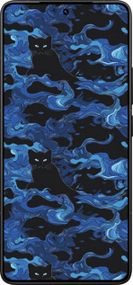 Силіконовий чехол Візерунок чорних котів на блакитному фоні для Xiaomi Redmi K80 Pro - 6525u-4145 изображение 