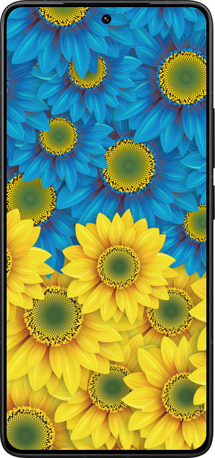 Силиконовый чехол Жёлто-голубые цветы для Xiaomi Redmi K80 Pro - 1048u-4145 изображение 