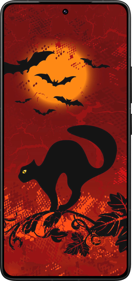 Силиконовый чехол Чёрная кошка под луной для Xiaomi Redmi K80 Pro - 1190u-4145 изображение 