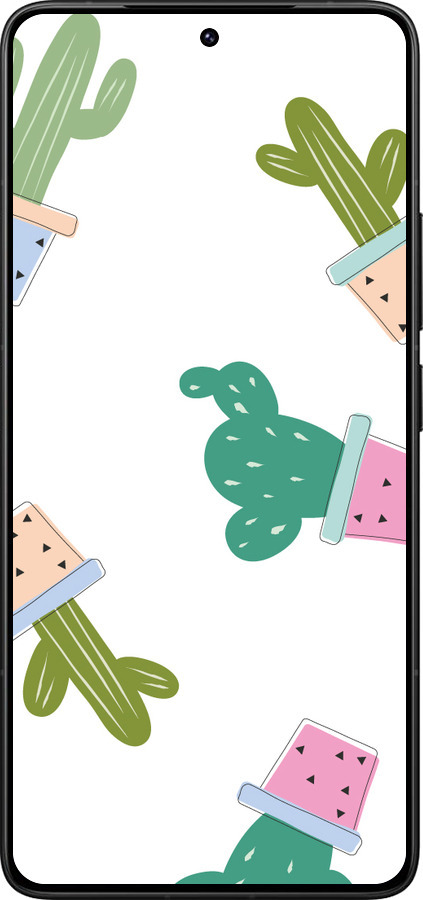 Силиконовый чехол Кактусы в горшочках для Xiaomi Redmi K80 Pro - 3968u-4145 изображение 