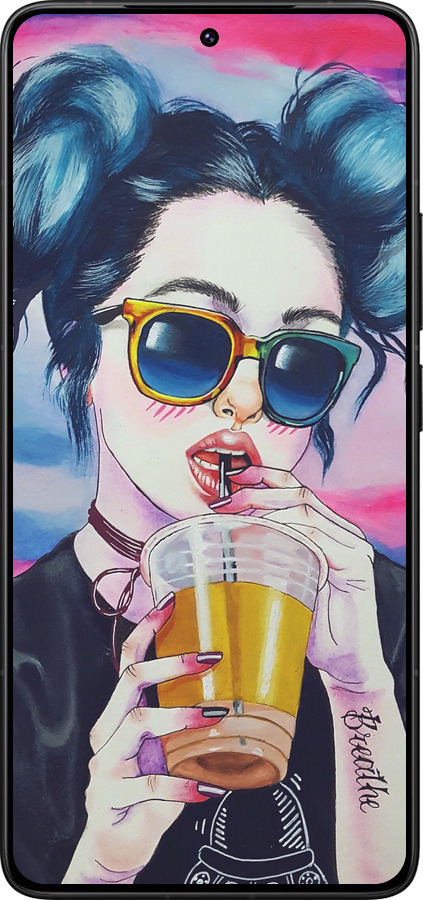 Силиконовый чехол Арт-девушка в очках для Xiaomi Poco F7 Ultra - 3994u-4086 изображение 