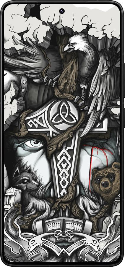 Силиконовый чехол Тату Викинг для Xiaomi Poco F7 Ultra - 4098u-4086 изображение 