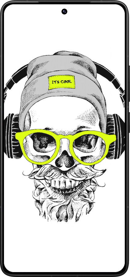 Силиконовый чехол Череп в очках и наушниках для Xiaomi Poco F7 Ultra - 4144u-4086 изображение 