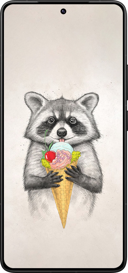 Силиконовый чехол Енотик с мороженым для Xiaomi Poco F7 Ultra - 4602u-4086 изображение 
