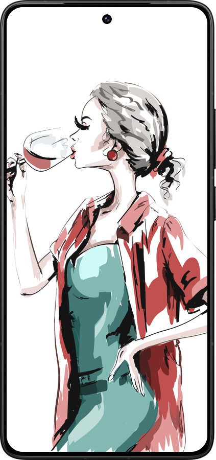 Силиконовый чехол Девушка с бокалом для Xiaomi Redmi K80 Pro - 4662u-4145 изображение 