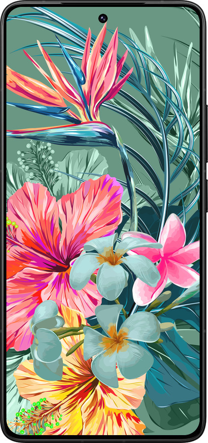 Силиконовый чехол Тропические цветы v1 для Xiaomi Redmi K80 Pro - 4667u-4145 изображение 