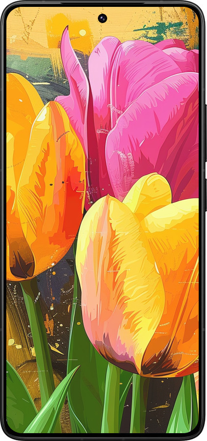 Силиконовый чехол Нарисованные тюльпаны для Xiaomi Poco F7 Ultra - 5990u-4086 изображение 