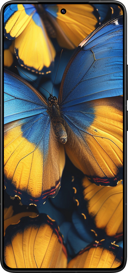 Силіконовий чехол Жовто-блакитні метелики для Xiaomi Redmi K80 Pro - 6046u-4145 изображение 