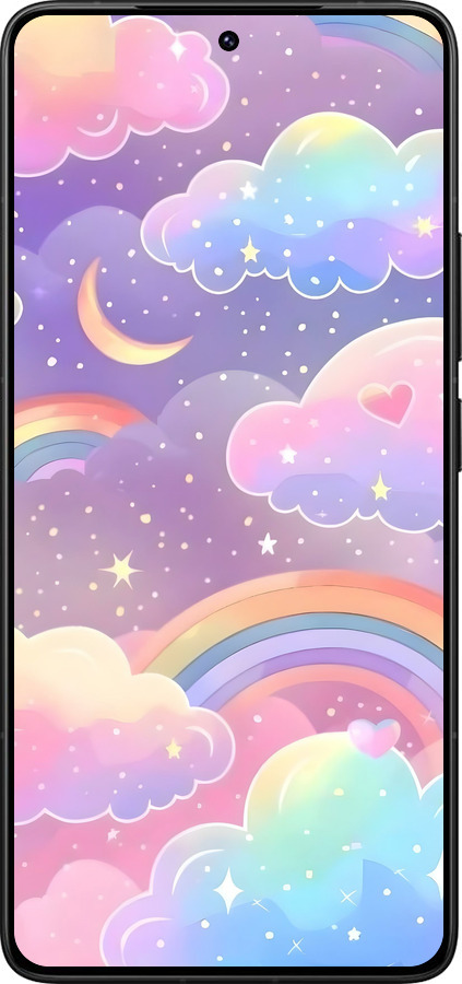 Силиконовый чехол Облака и радуга для Xiaomi Poco F7 Ultra - 6312u-4086 изображение 