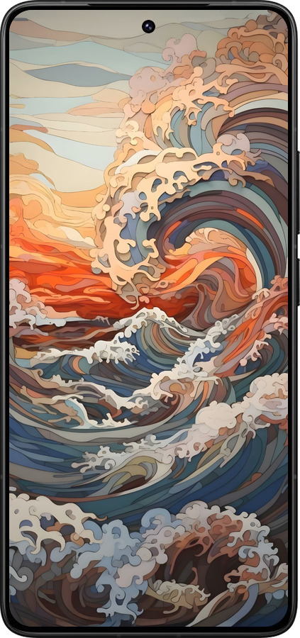 Силиконовый чехол Арт волны для Xiaomi Poco F7 Ultra - 6324u-4086 изображение 